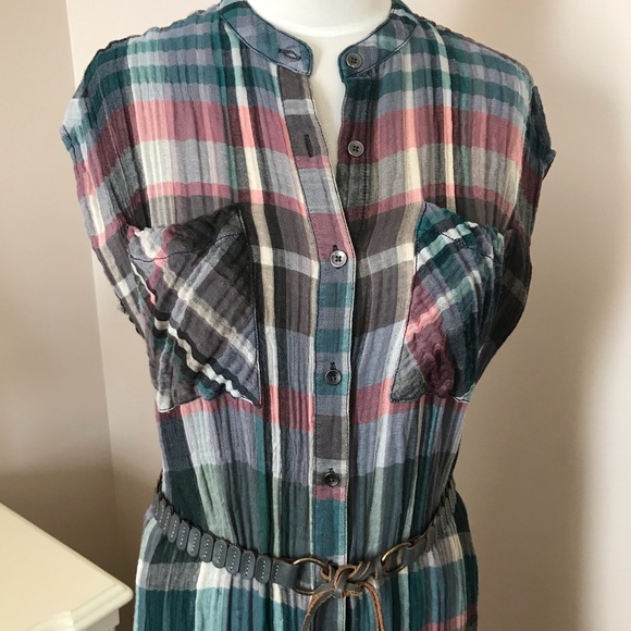 ANTHROPOLOGIE HOLDING HORSES MIXED PLAID TUNIC - Picture 3 of 9